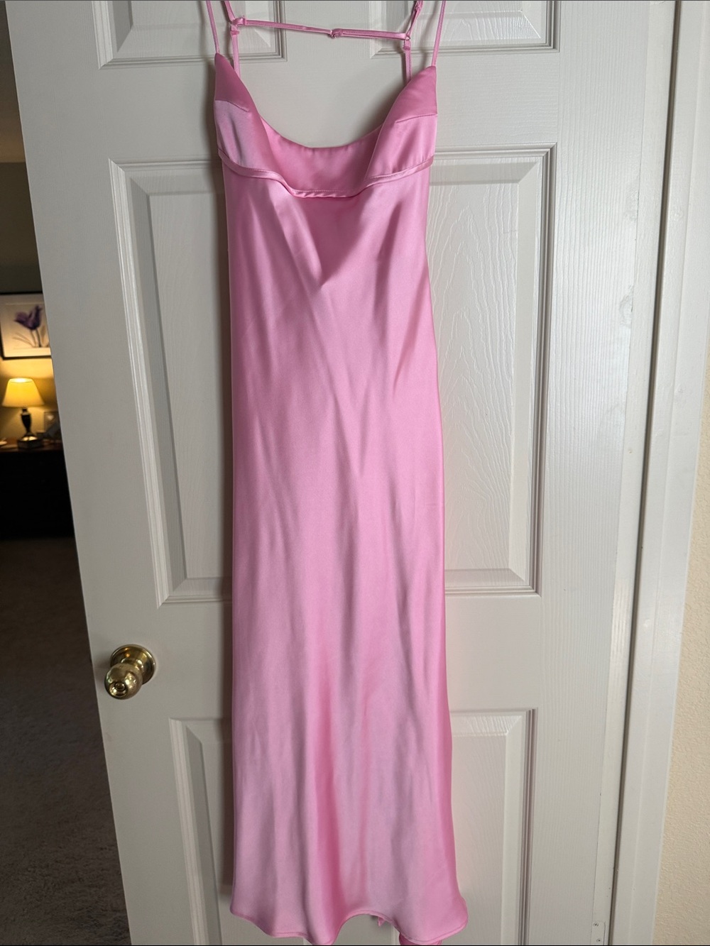 Zara Pink Satin Midi Slip Dress